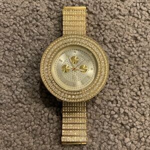 Techno Pave Men’s VTG Quartz Analog Crystal Gold Men's Fashion Watch 8503 Y2K